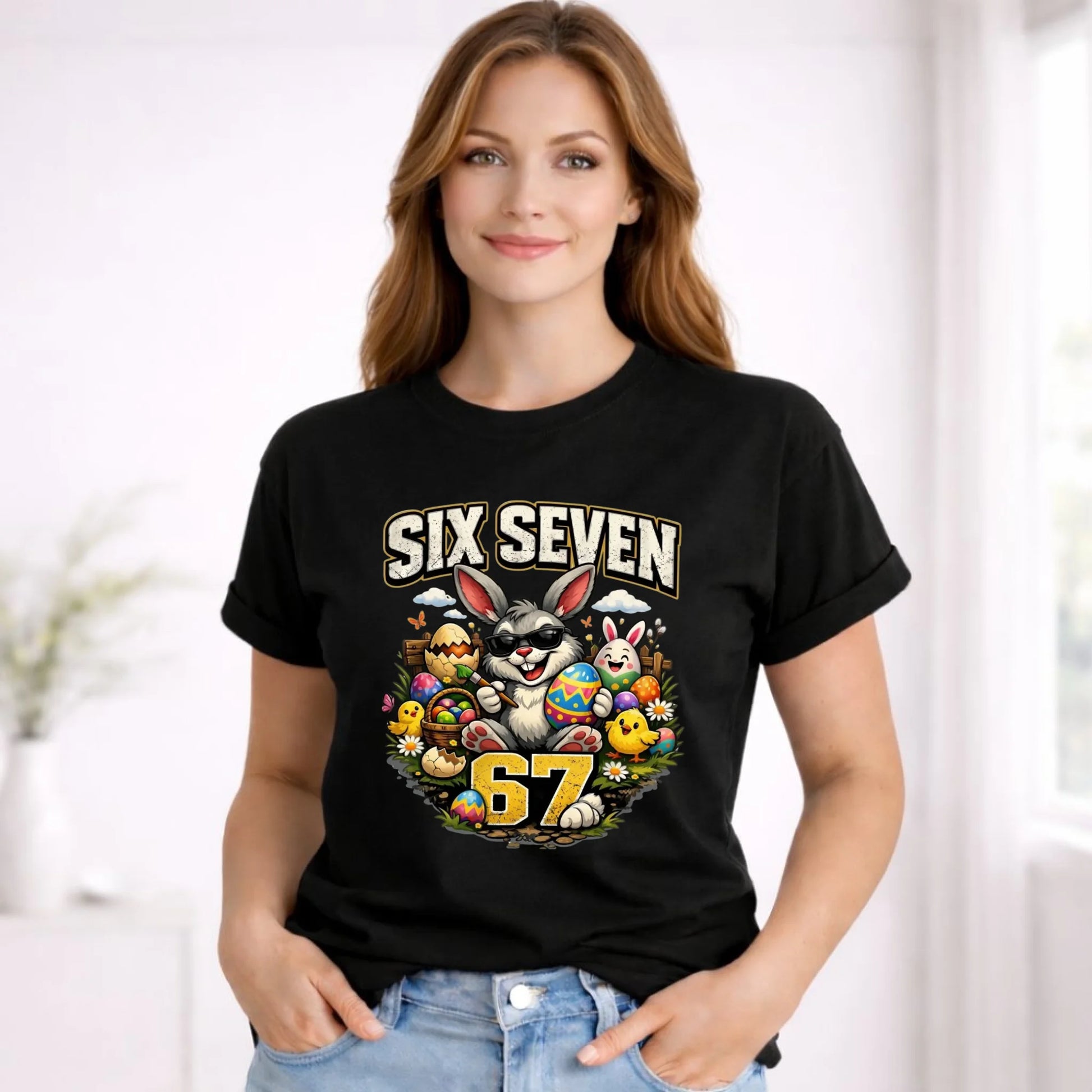 Koszulka damska wielkanocna - Zając Six Seven 67 WN10 - StoryCups.pl