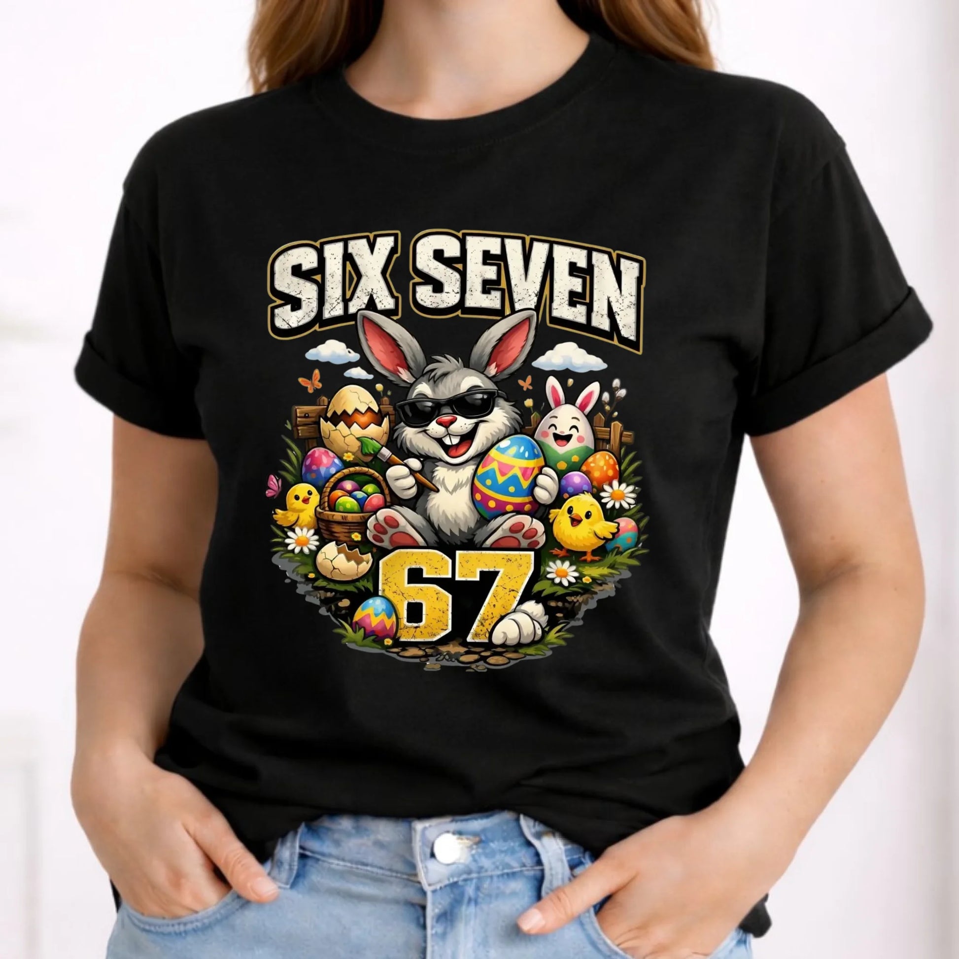 Koszulka damska wielkanocna - Zając Six Seven 67 WN10 - StoryCups.pl