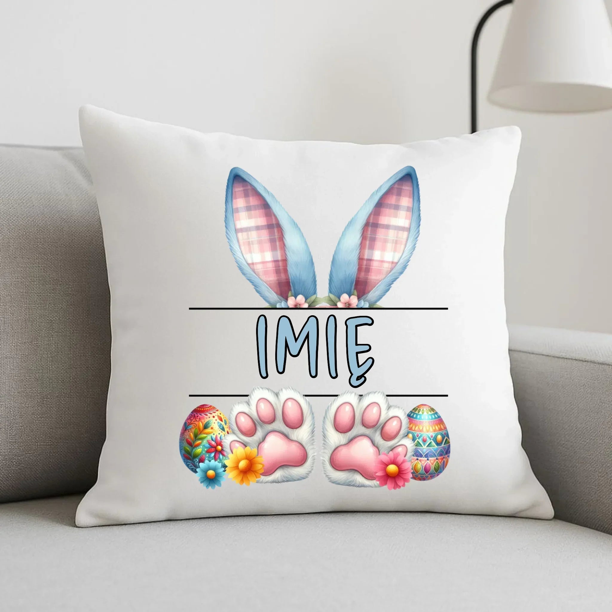 Poduszka wielkanocna dla chłopca - Zajączek - personalizowana WN11 - StoryCups.pl