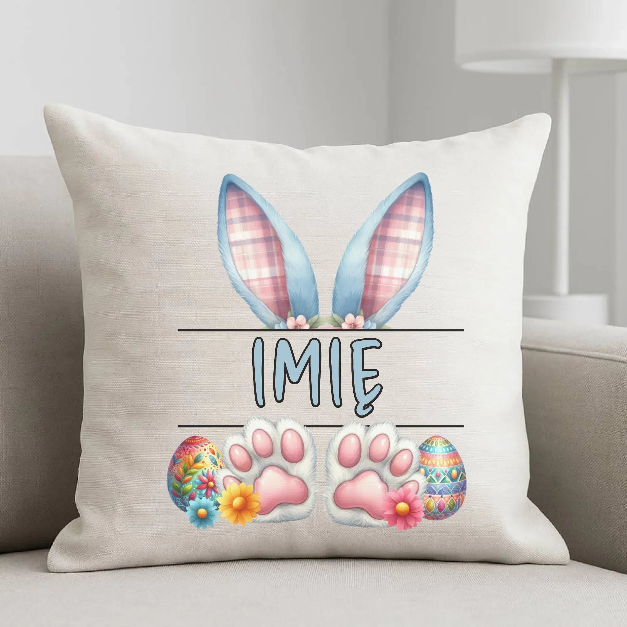 Poduszka wielkanocna dla chłopca - Zajączek - personalizowana WN11 - StoryCups.pl