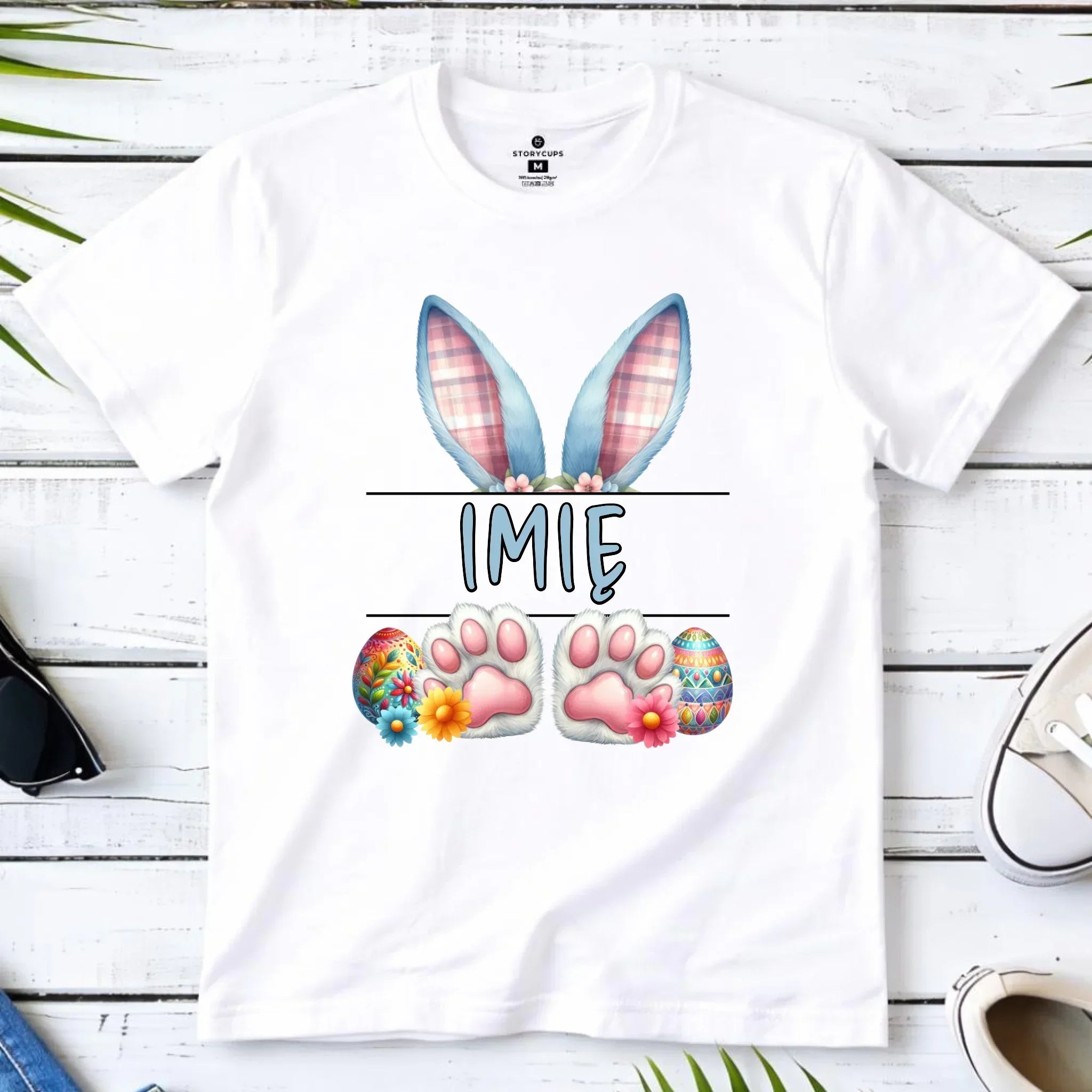 Koszulka dziecięca wielkanocna dla chłopca - Zajączek - personalizowana WN11 - StoryCups.pl