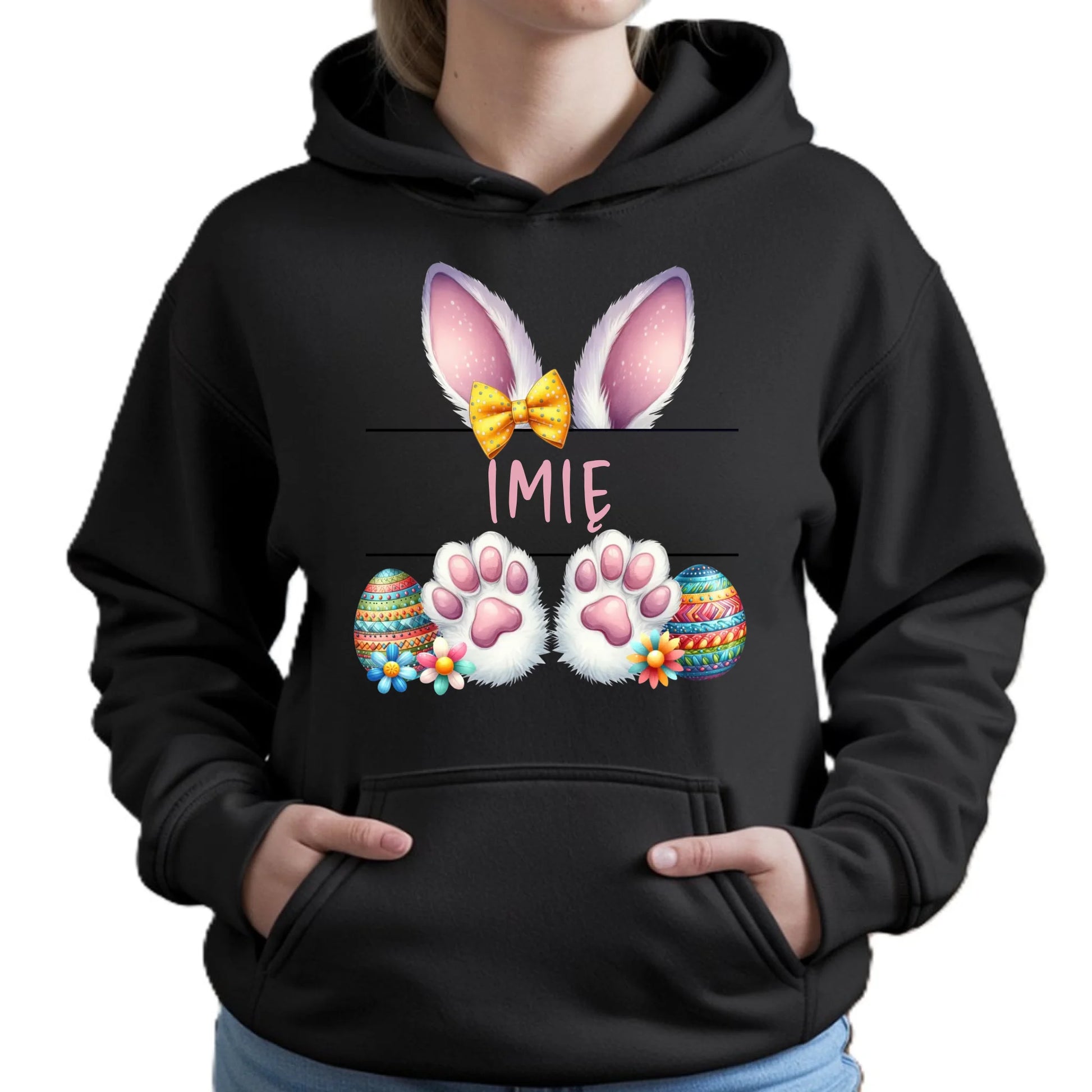 Bluza damska z kapturem wielkanocna - Zajączek - personalizowana WN13 - StoryCups.pl
