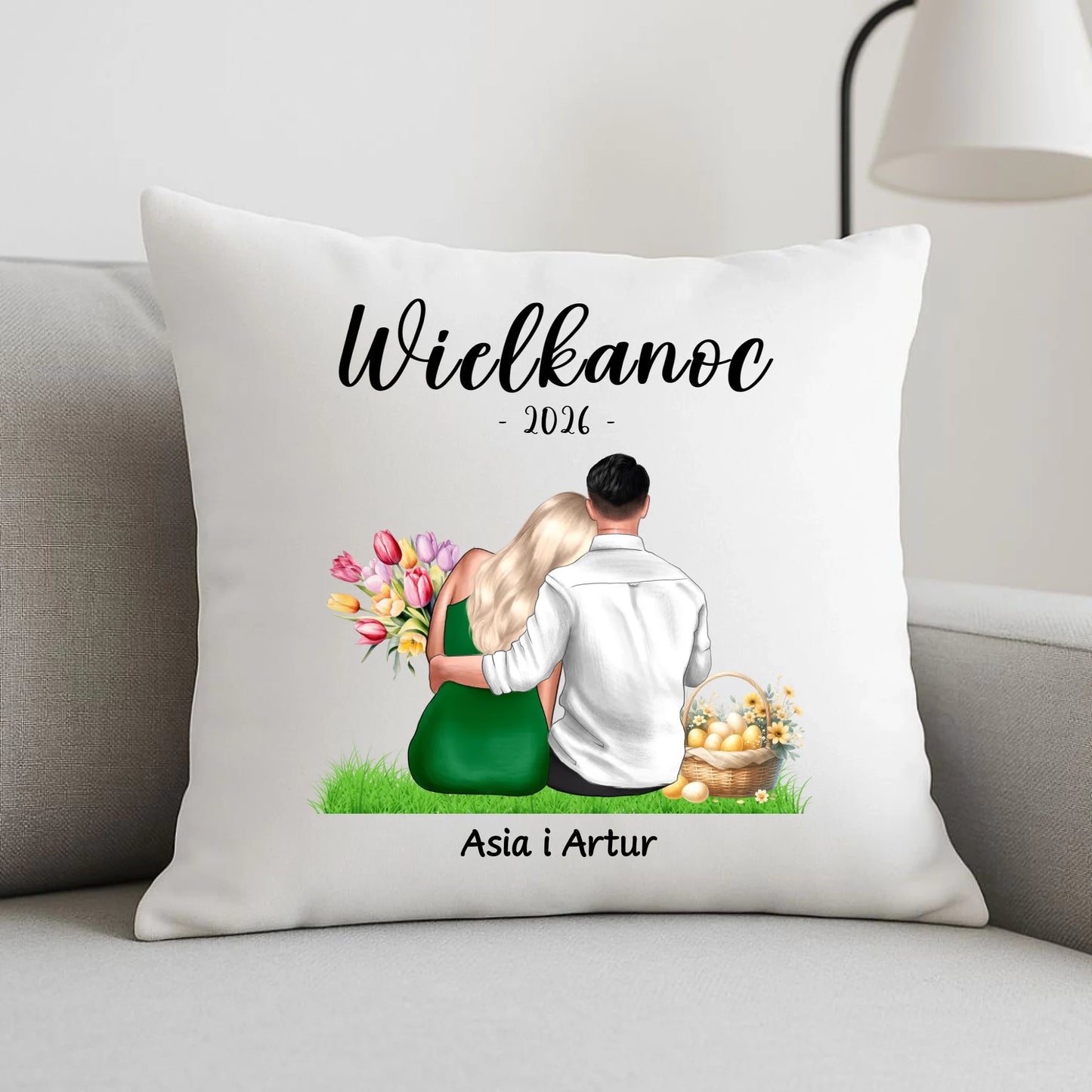 Poduszka na Wielkanoc dla par - personalizowana WN36 - StoryCups.pl