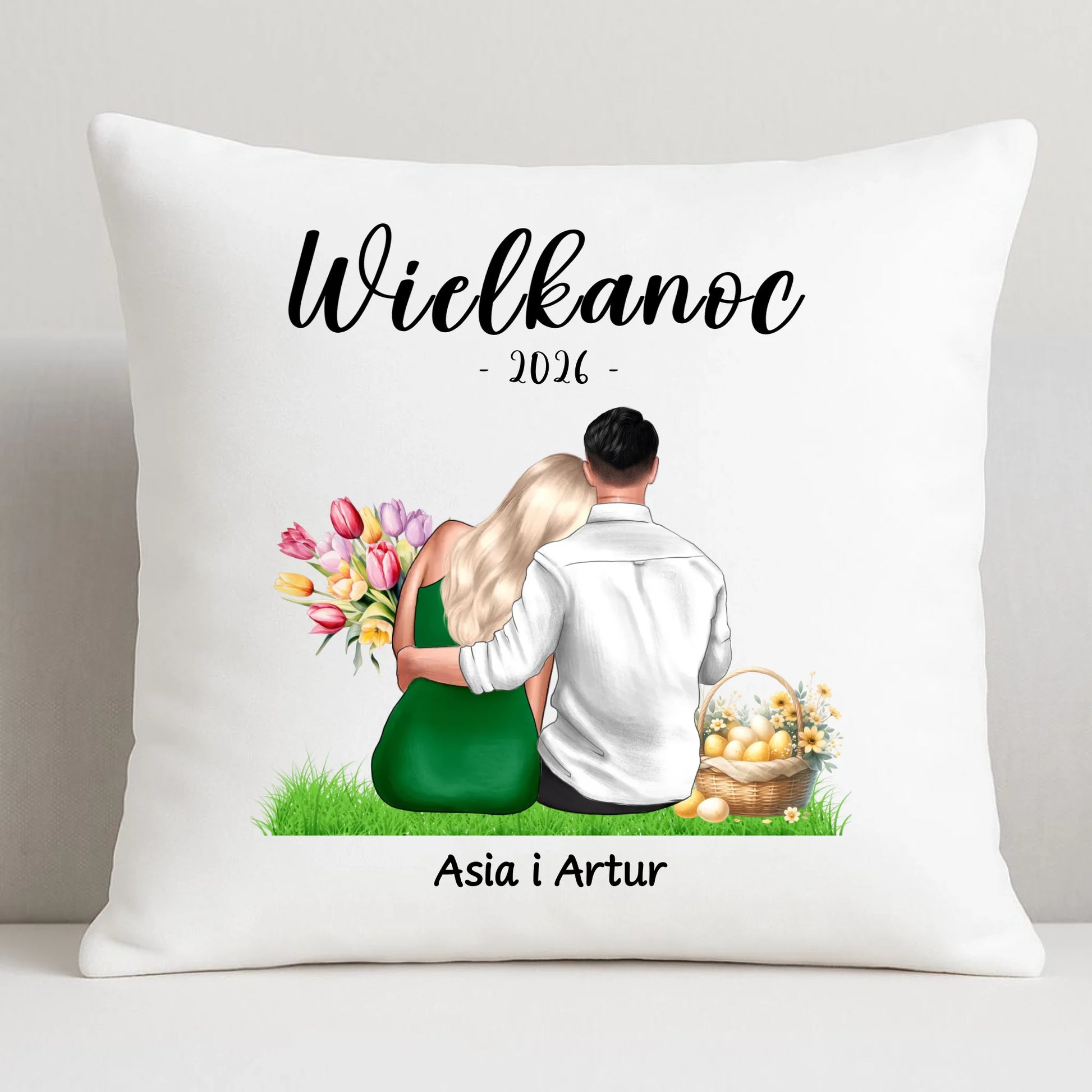 Poduszka na Wielkanoc dla par - personalizowana WN36 - StoryCups.pl