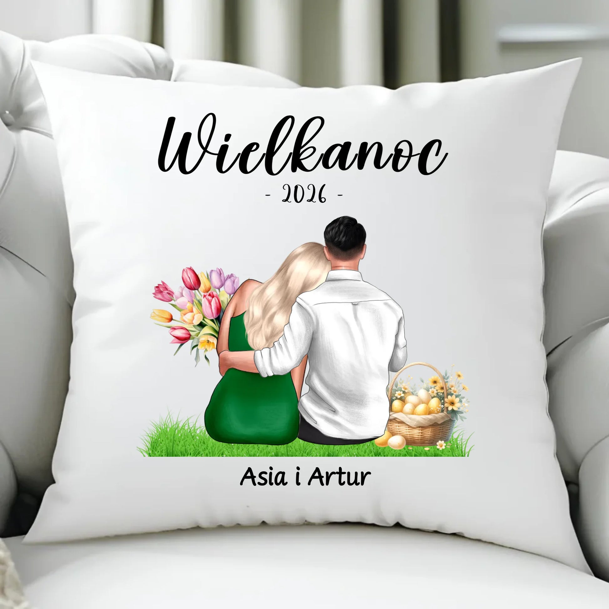 Poduszka na Wielkanoc dla par - personalizowana WN36 - StoryCups.pl