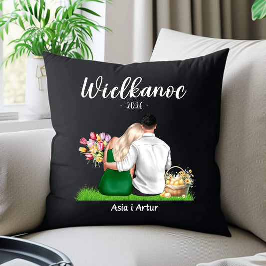 Poduszka dekoracyjna na Wielkanoc dla par - personalizowana WN36 - StoryCups.pl