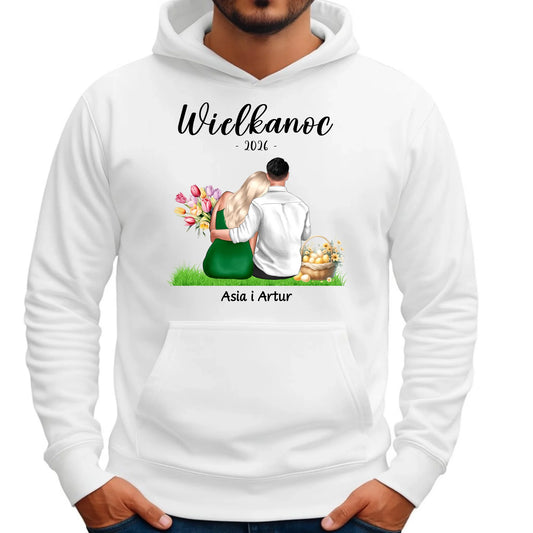 Bluza męska z kapturem na Wielkanoc dla par - personalizowana WN36 - StoryCups.pl