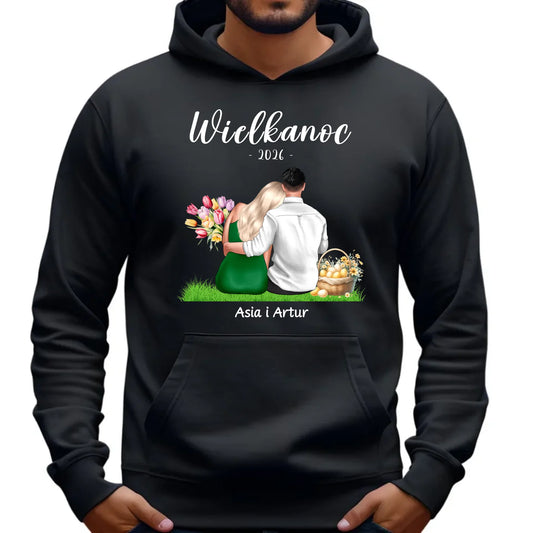 Bluza męska z kapturem na Wielkanoc dla par - personalizowana WN36 - StoryCups.pl