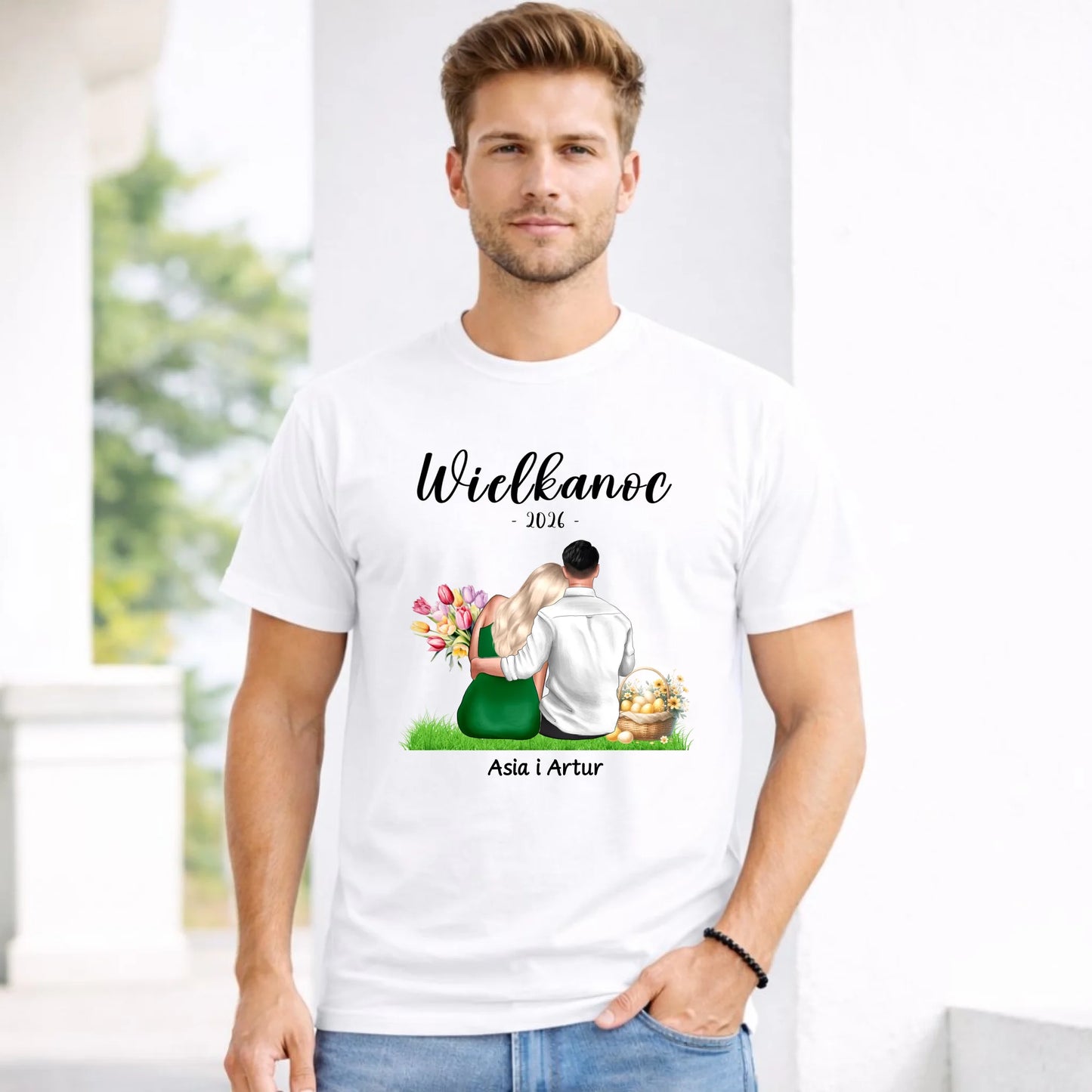 Koszulka męska na Wielkanoc dla par - personalizowana WN36 - StoryCups.pl