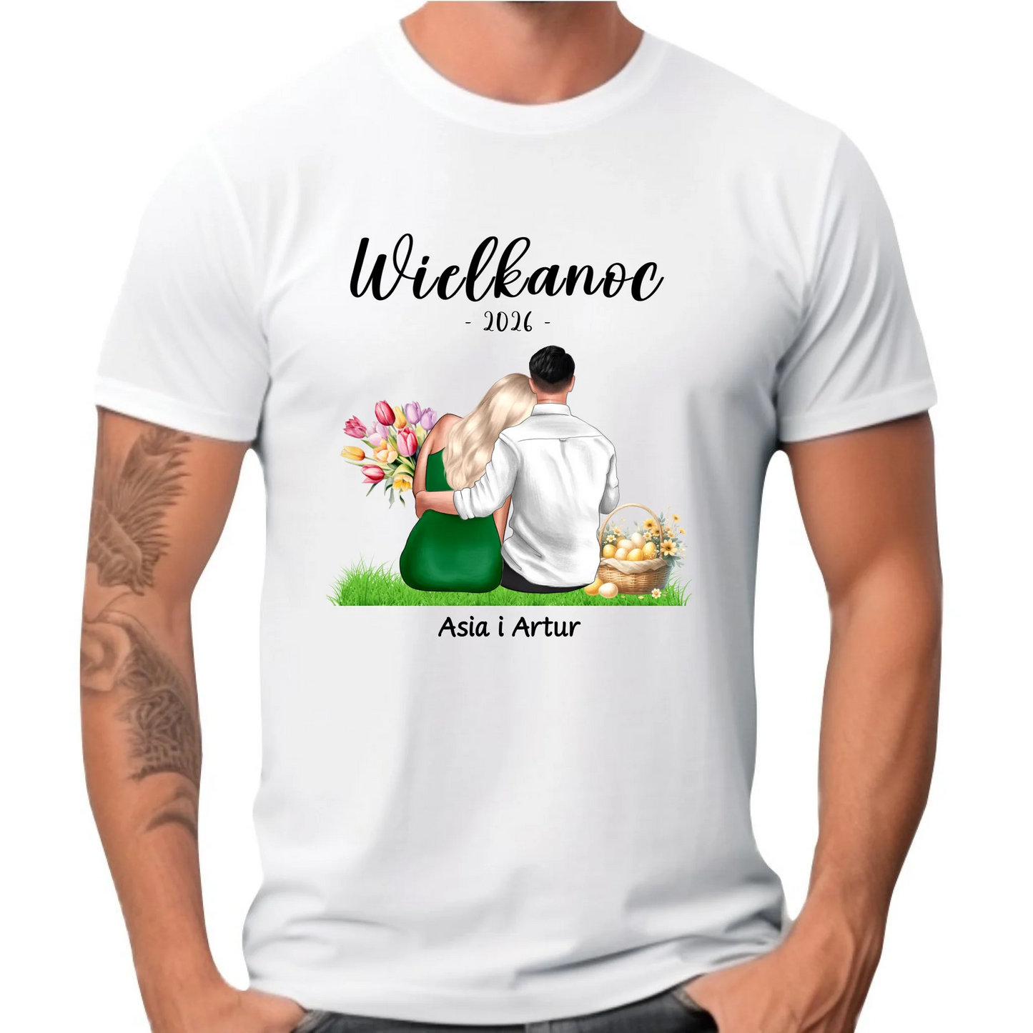 Koszulka męska na Wielkanoc dla par - personalizowana WN36 - StoryCups.pl