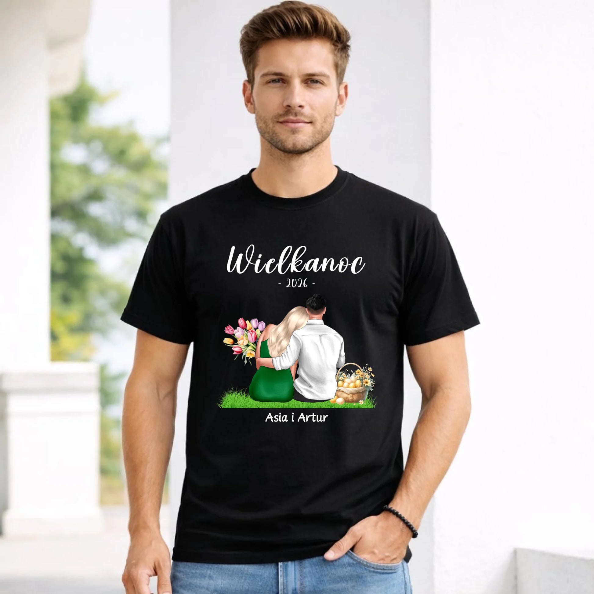 Koszulka męska na Wielkanoc dla par - personalizowana WN36 - StoryCups.pl