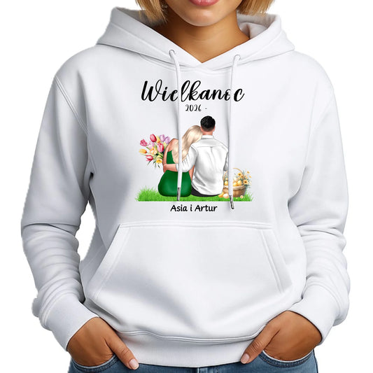 Bluza damska z kapturem na Wielkanoc dla par - personalizowana WN36 - StoryCups.pl