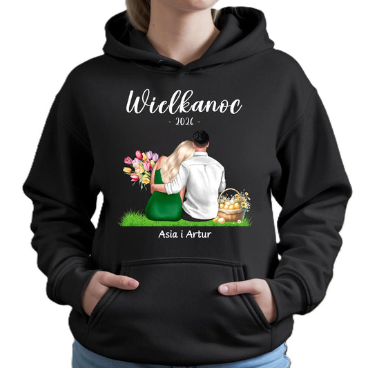 Bluza damska z kapturem na Wielkanoc dla par - personalizowana WN36 - StoryCups.pl