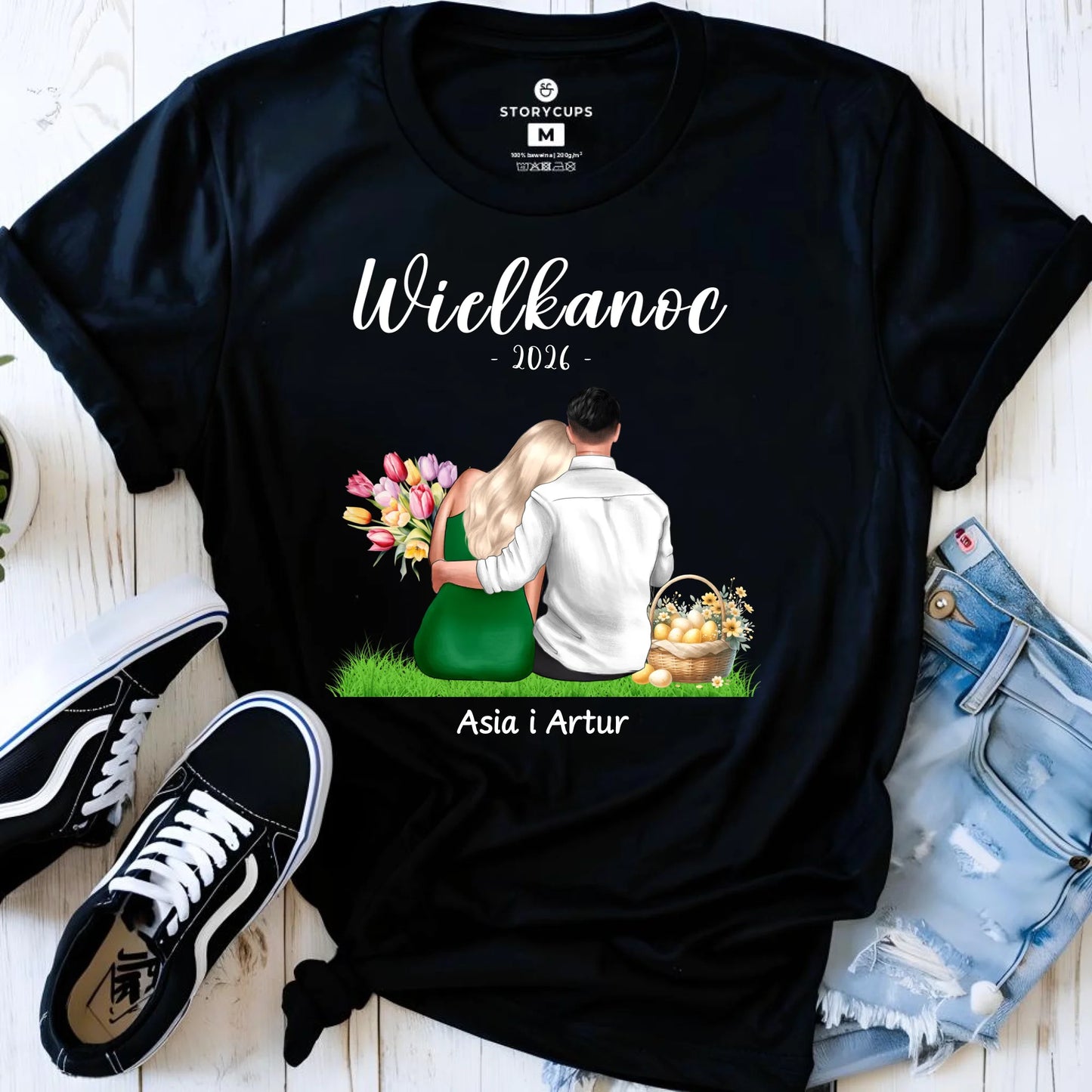 Koszulka damska na Wielkanoc dla par - personalizowana WN36 - StoryCups.pl