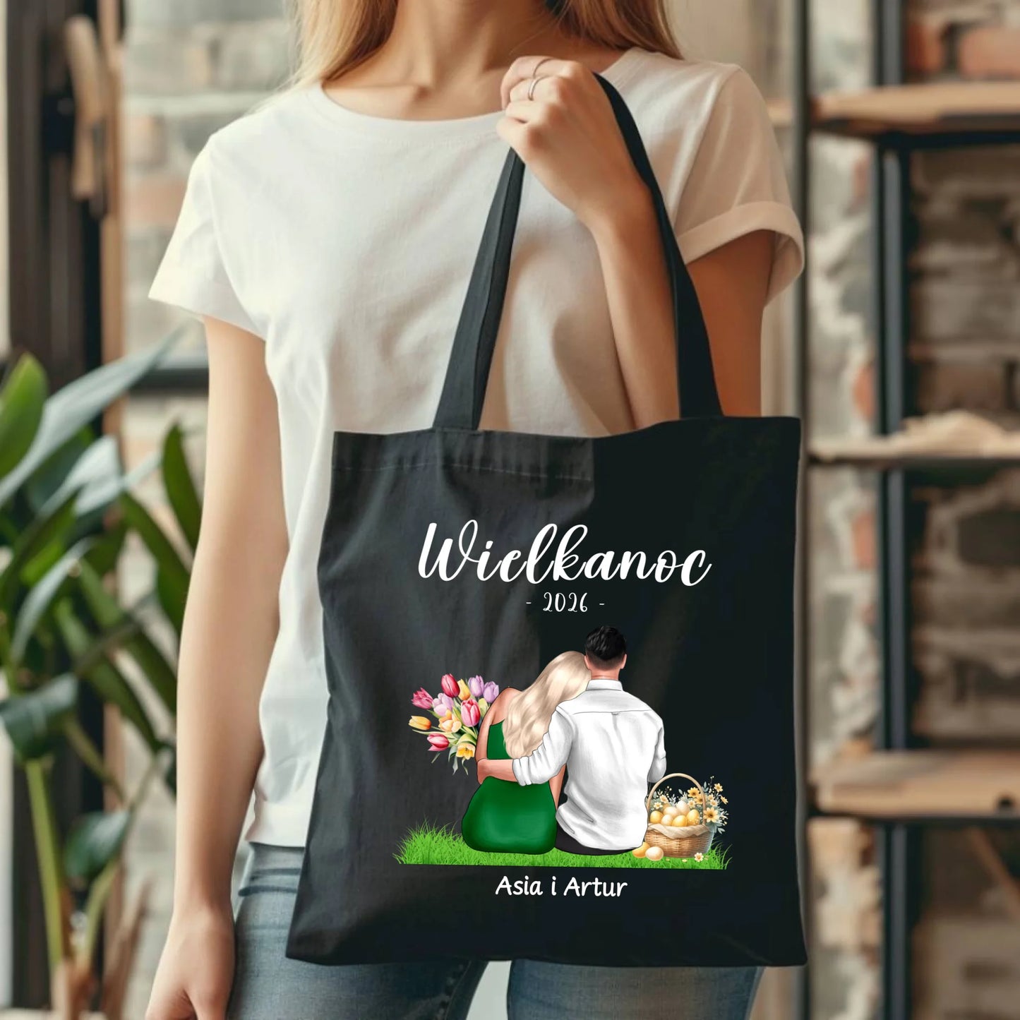 Torba na Wielkanoc dla par - personalizowana WN36 - StoryCups.pl