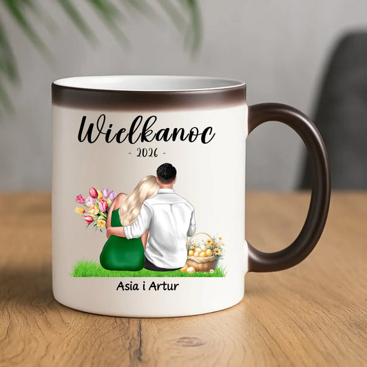Kubek magiczny na Wielkanoc dla par - personalizowany WN36 - StoryCups.pl