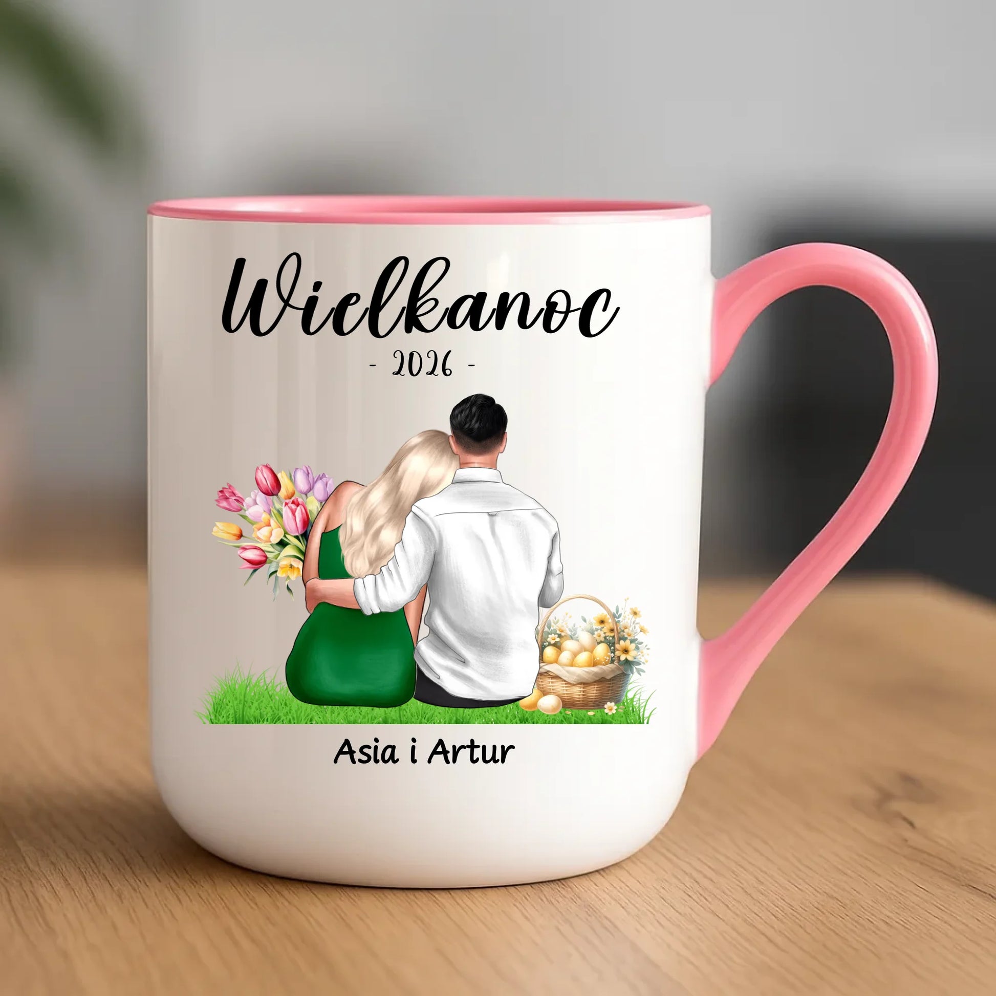 Kubek elegant na Wielkanoc dla par - personalizowany WN36 - StoryCups.pl