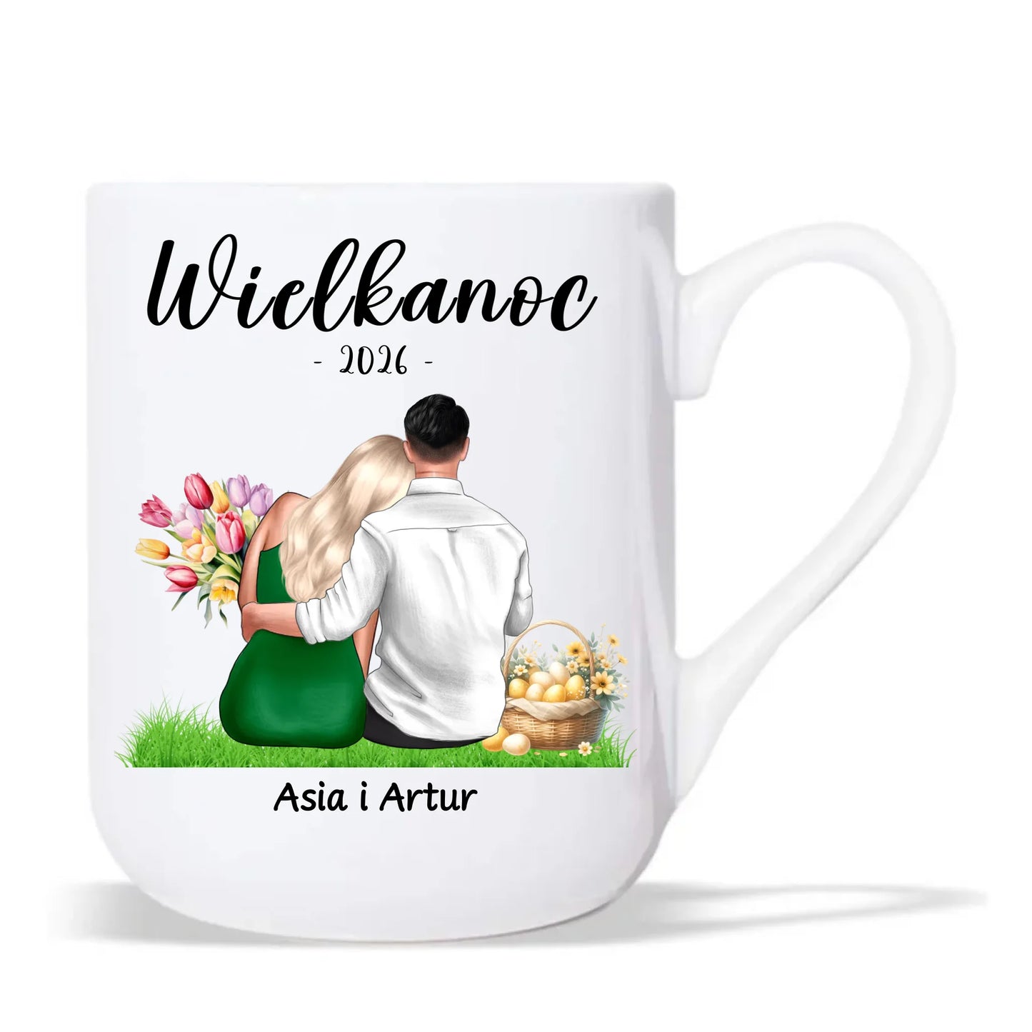 Kubek elegant na Wielkanoc dla par - personalizowany WN36 - StoryCups.pl