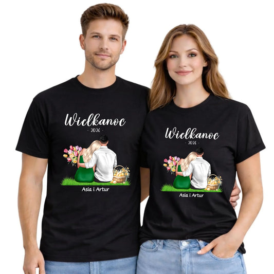 Zestaw koszulek na Wielkanoc dla par - personalizowany WN36 - StoryCups.pl