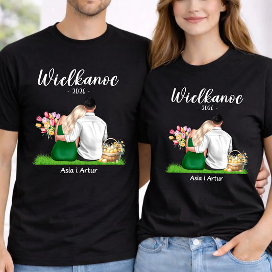 Zestaw koszulek na Wielkanoc dla par - personalizowany WN36 - StoryCups.pl