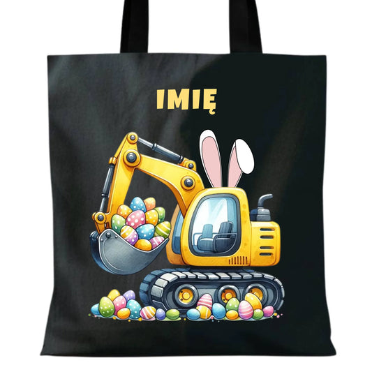 Torba na Wielkanoc - Koparka z pisankami - personalizowana WN17 - StoryCups.pl