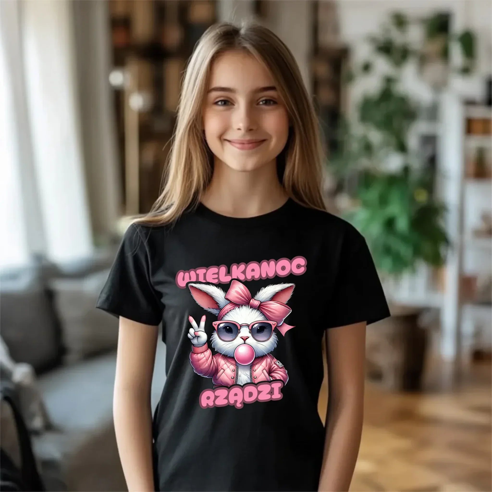 Koszulka dziecięca wielkanocna – Stylowy królik w okularach Wielkanoc rządzi WN18 - StoryCups.pl