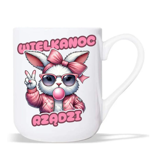 Kubek elegant wielkanocny – Stylowy królik w okularach Wielkanoc rządzi WN18 - StoryCups.pl