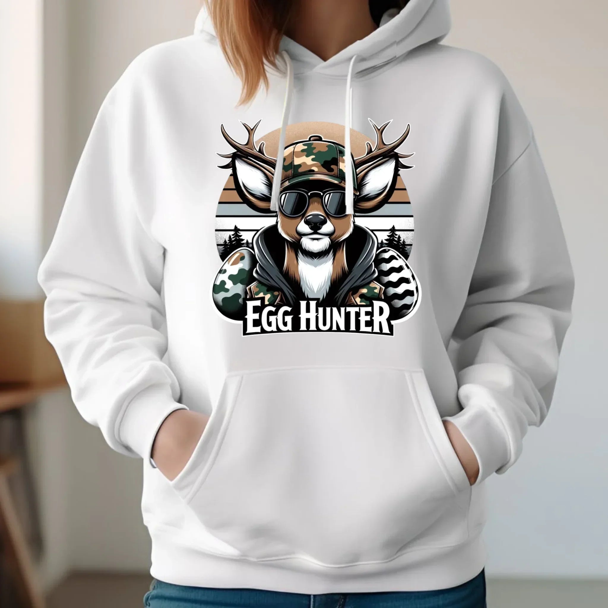 Bluza damska z kapturem wielkanocna - Jeleń Survival Egg hunter WN19 - StoryCups.pl