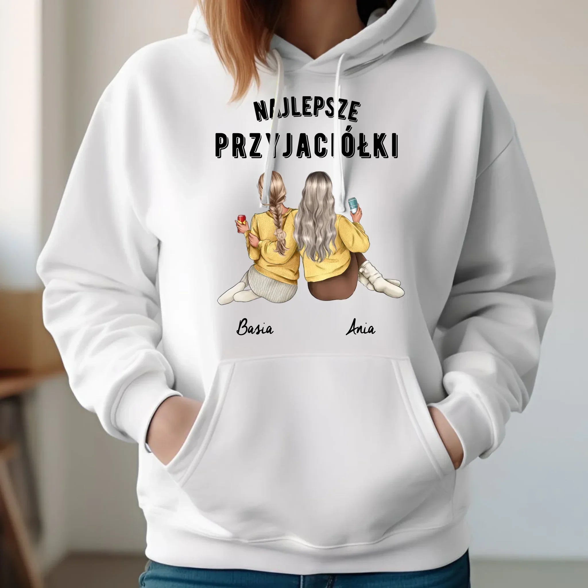 Bluza damska z kapturem - prezent dla przyjaciółek - Najlepsze przyjaciółki 2-4 osób - personalizowana PR01 - StoryCups.pl