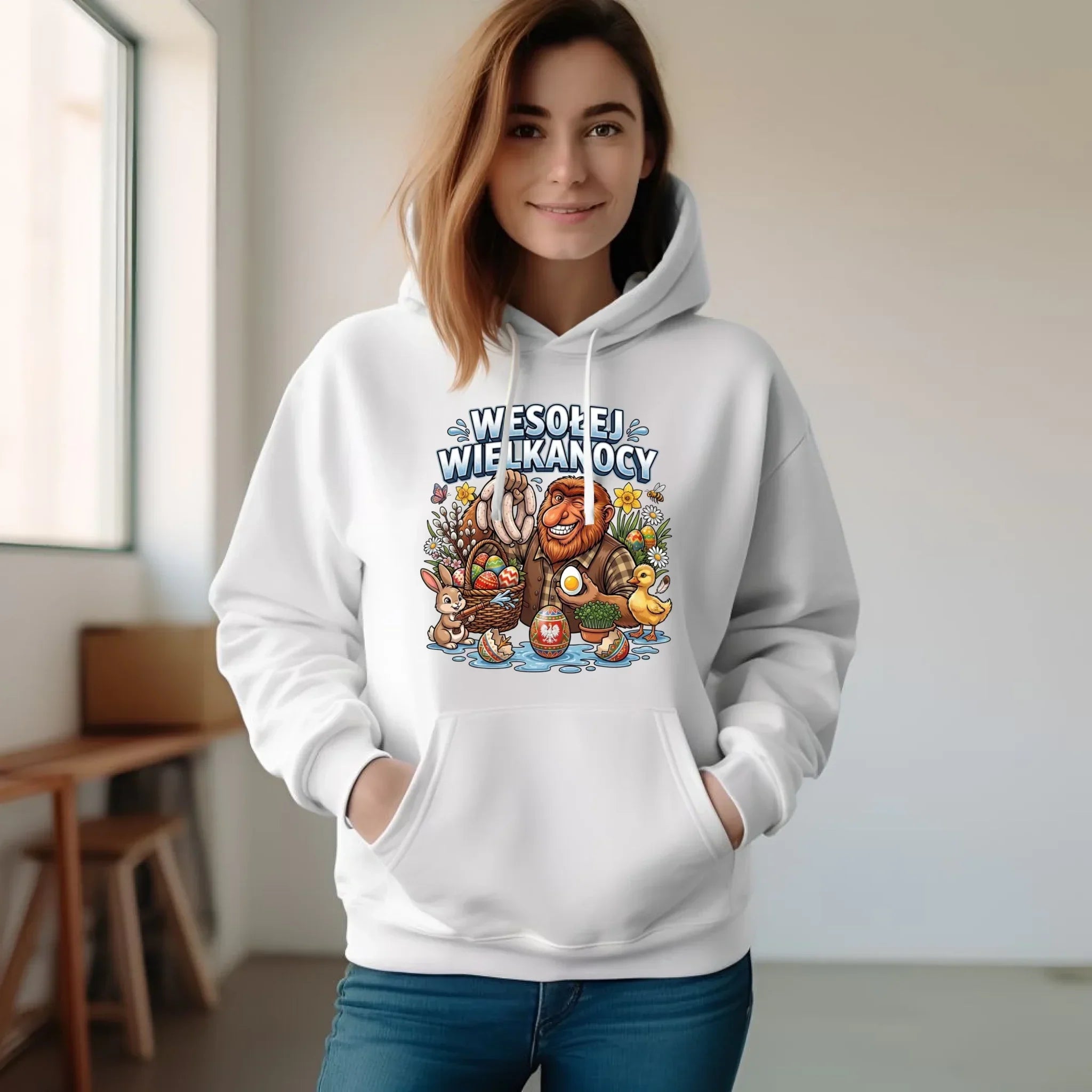 Bluza damska z kapturem wielkanocna - Janusz Nosacz - Wesołej Wielkanocy WN21 - StoryCups.pl