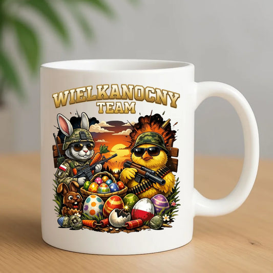 Kubek na Wielkanoc - Kurczak i zając armia Wielkanocny Team WN37 - StoryCups.pl