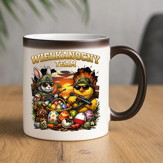 Kubek magiczny na Wielkanoc - Kurczak i zając armia Wielkanocny Team WN37 - StoryCups.pl