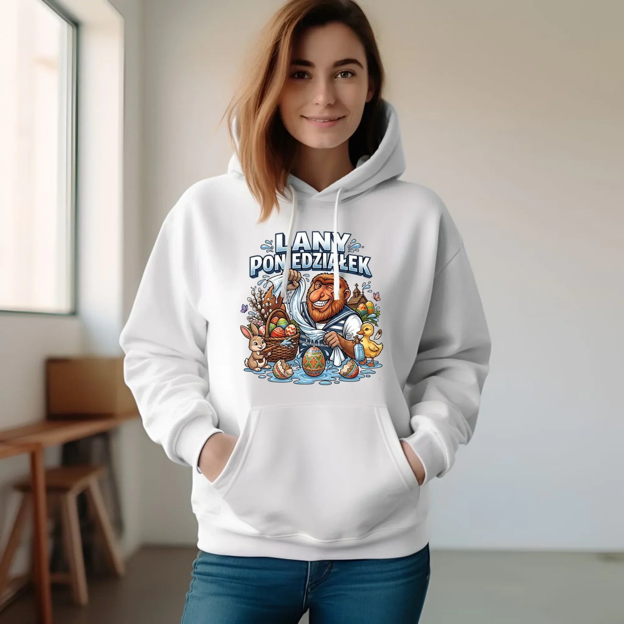 Bluza damska z kapturem wielkanocna - Lany poniedziałek Janusz Nosacz WN38 - StoryCups.pl
