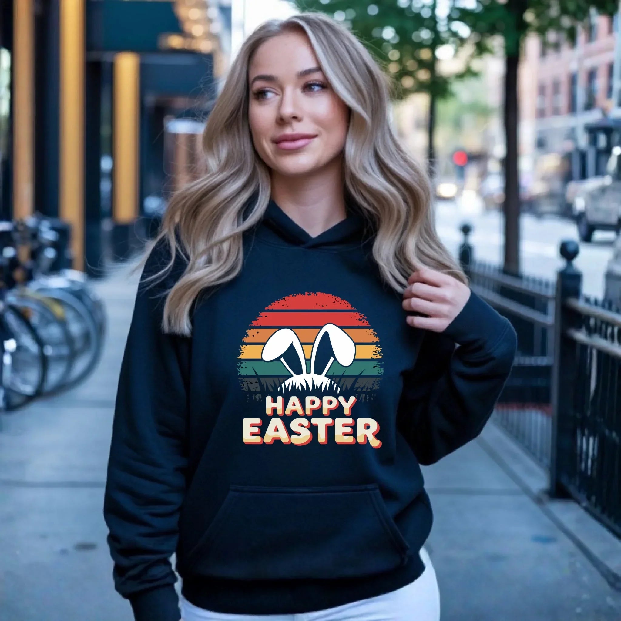 Happy Easter | Bluza damska z kapturem na Wielkanoc WN31 - StoryCups.pl