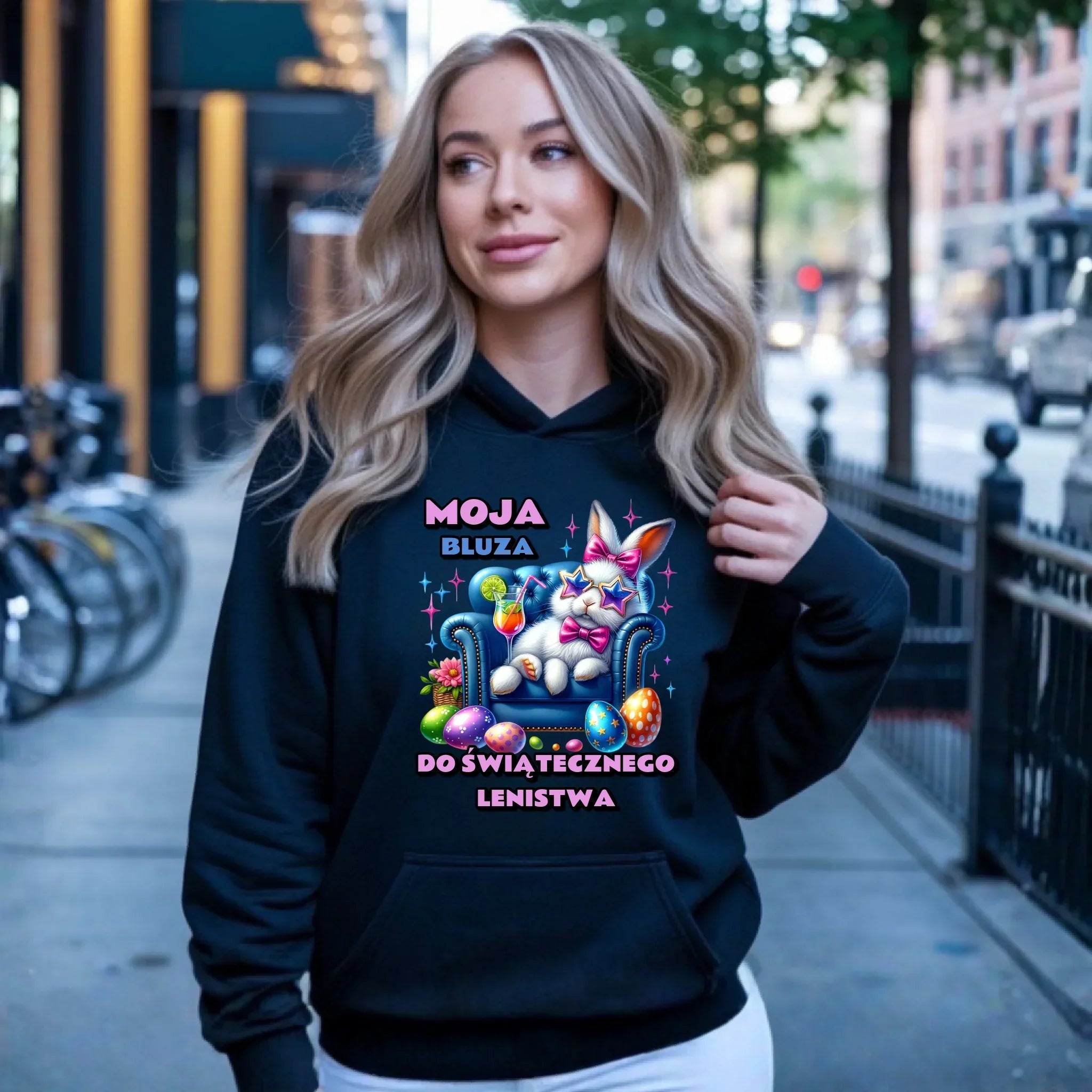 Bluza do świątecznego lenistwa | Bluza damska z kapturem na Wielkanoc WN30 - StoryCups.pl