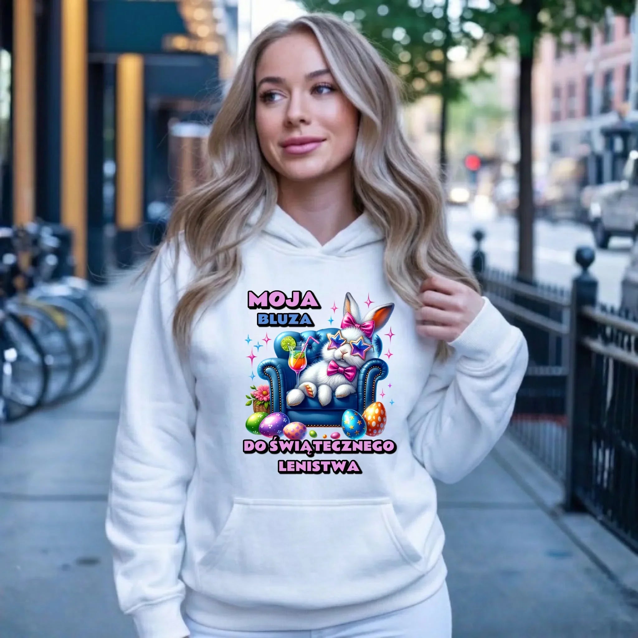 Bluza do świątecznego lenistwa | Bluza damska z kapturem na Wielkanoc WN30 - StoryCups.pl