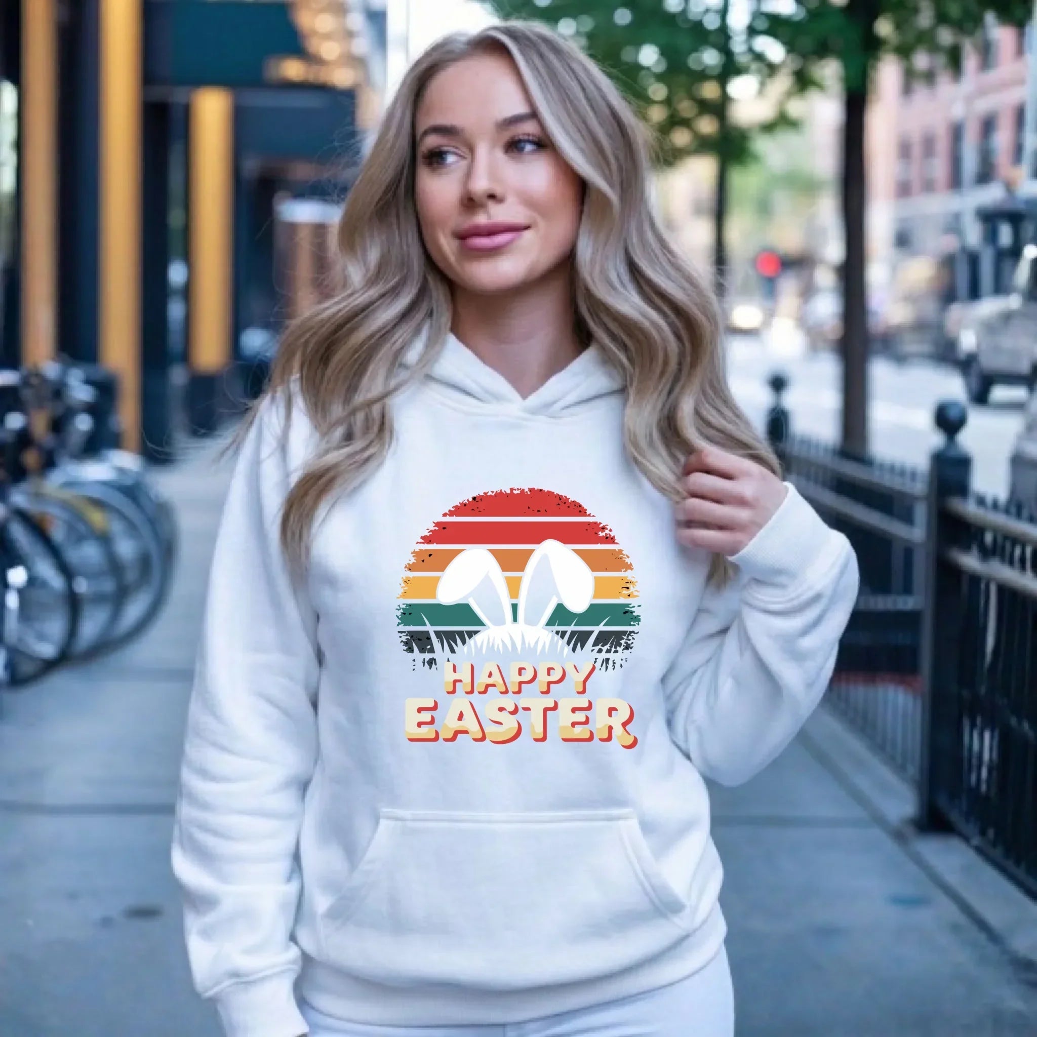 Happy Easter | Bluza damska z kapturem na Wielkanoc WN31 - StoryCups.pl