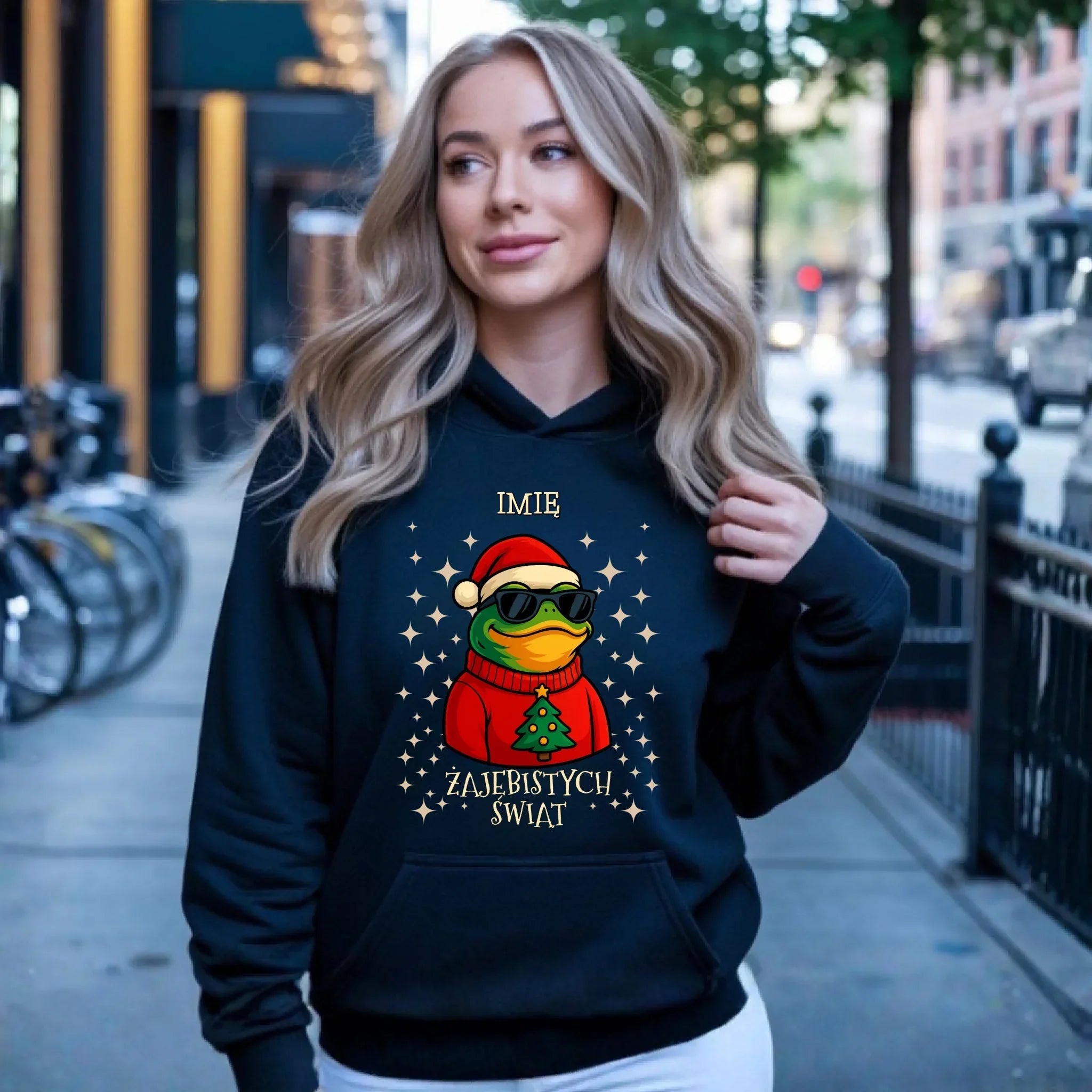 Bluza damska z kapturem świąteczna - Żajebistych Świąt - personalizowana BN144 - StoryCups.pl