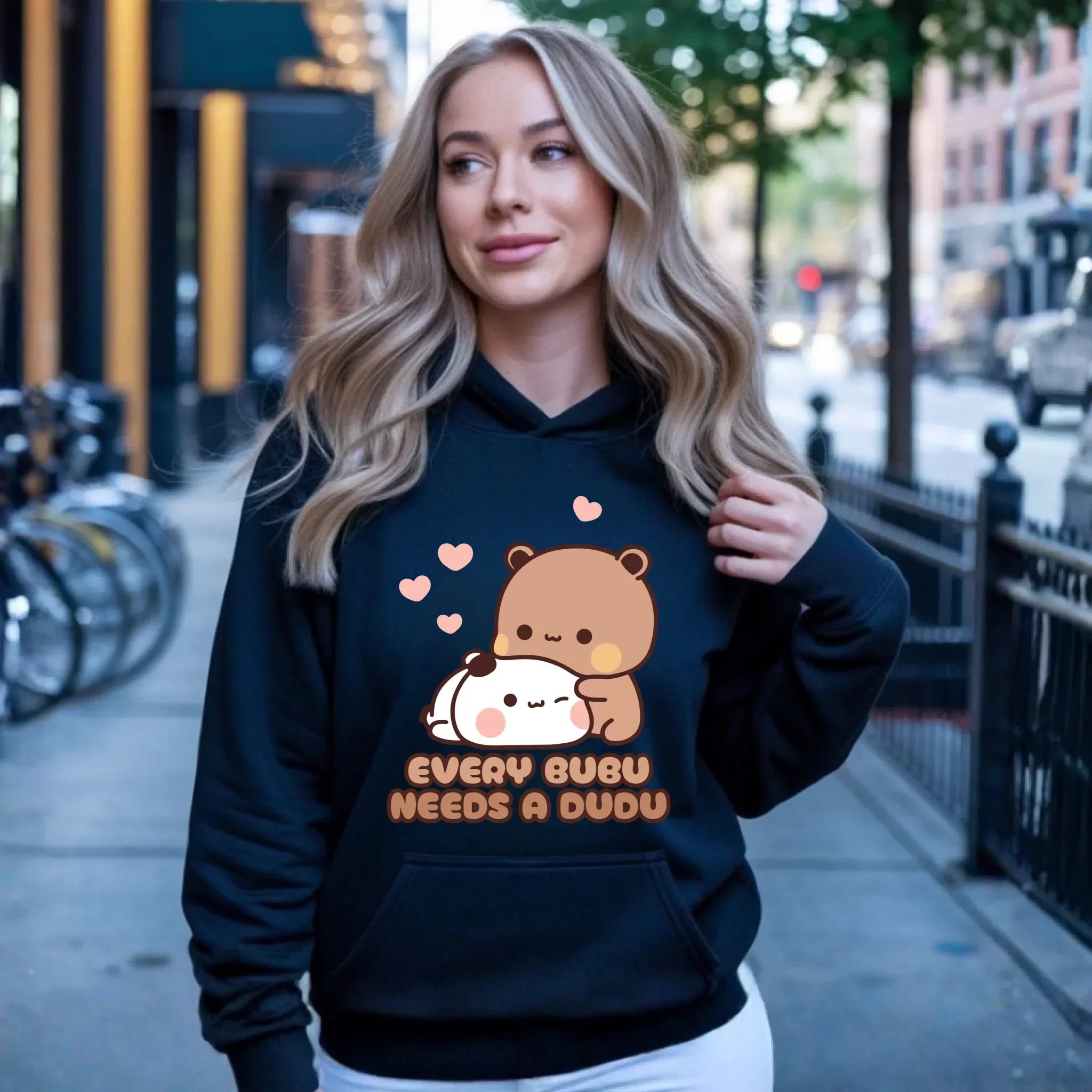 Bluza damska z kapturem dla par - Every Bubu needs a Dudu W33