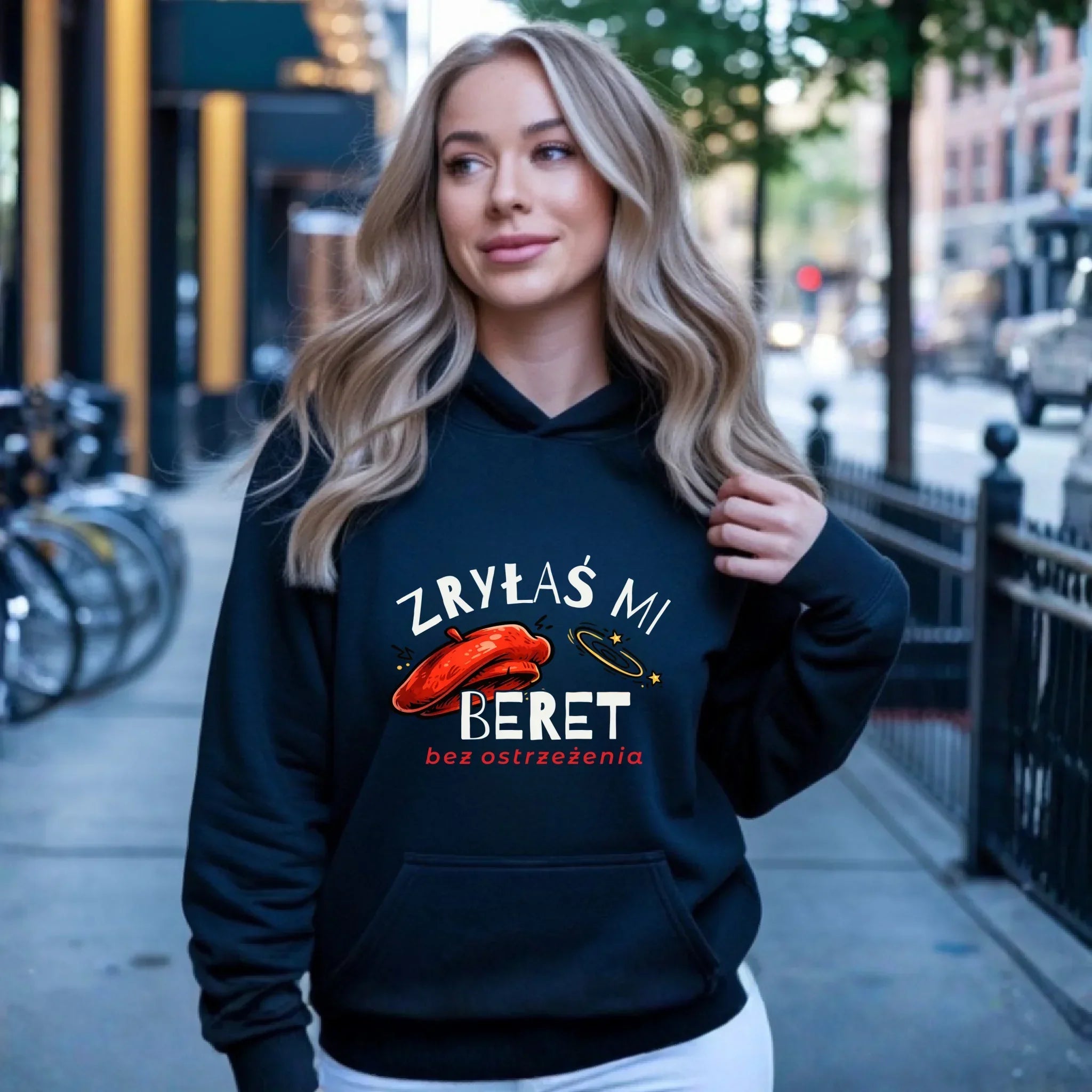 Bluza damska z kapturem - Zryłaś mi beret DZ34 - StoryCups.pl