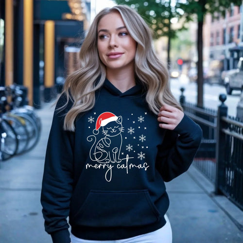 Bluza damska z kapturem świąteczna - prezent dla kociary - Merry catmas BN151 - StoryCups.pl