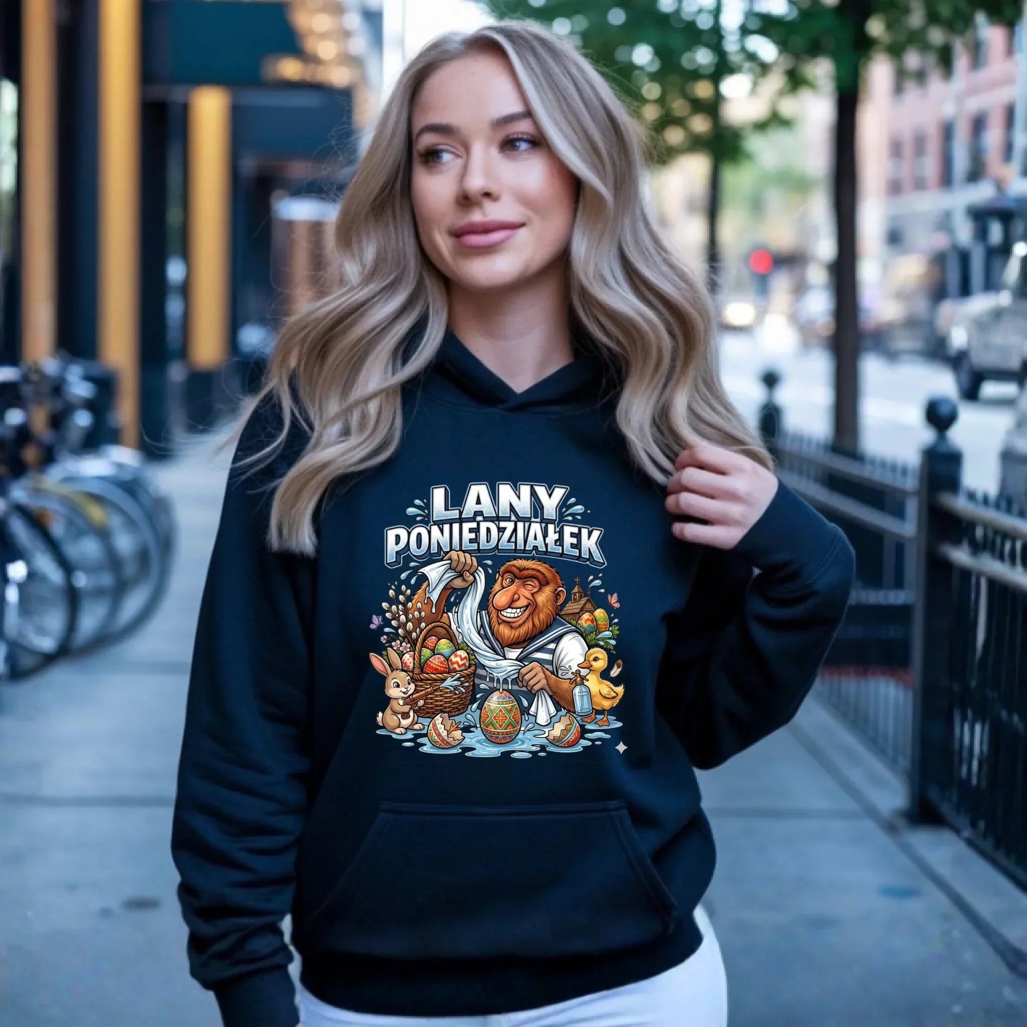Bluza damska z kapturem wielkanocna - Lany poniedziałek Janusz Nosacz WN38 - StoryCups.pl