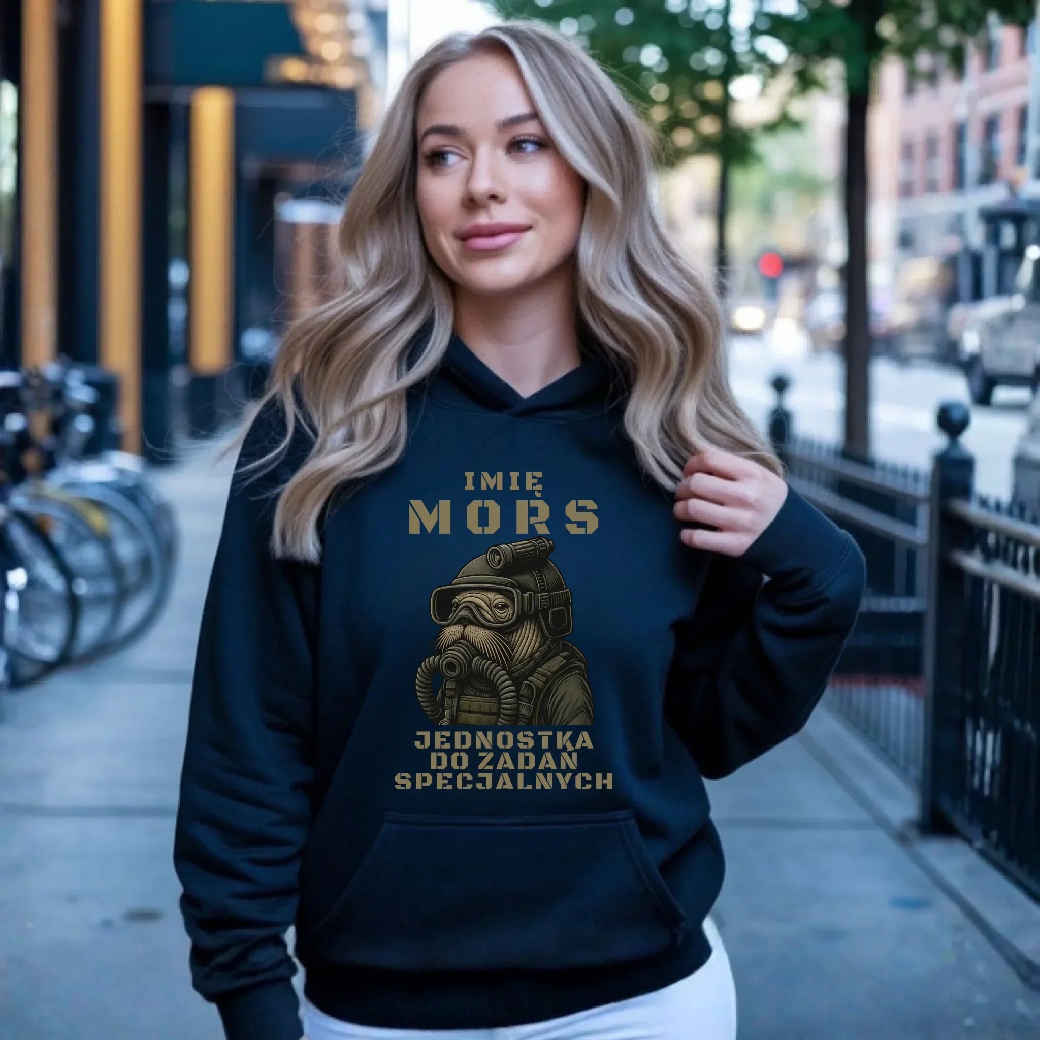 Bluza damska z kapturem - prezent dla morsa - Mors do zadań specjalnych - personalizowana HM07 - StoryCups.pl