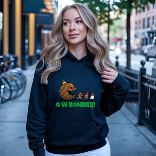 Bluza damska z kapturem świąteczna - O w bombkę BN142 - StoryCups.pl