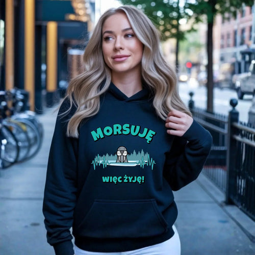 Bluza damska z kapturem - prezent dla morsa - Morsuję więc żyję - Mors HM02 - StoryCups.pl