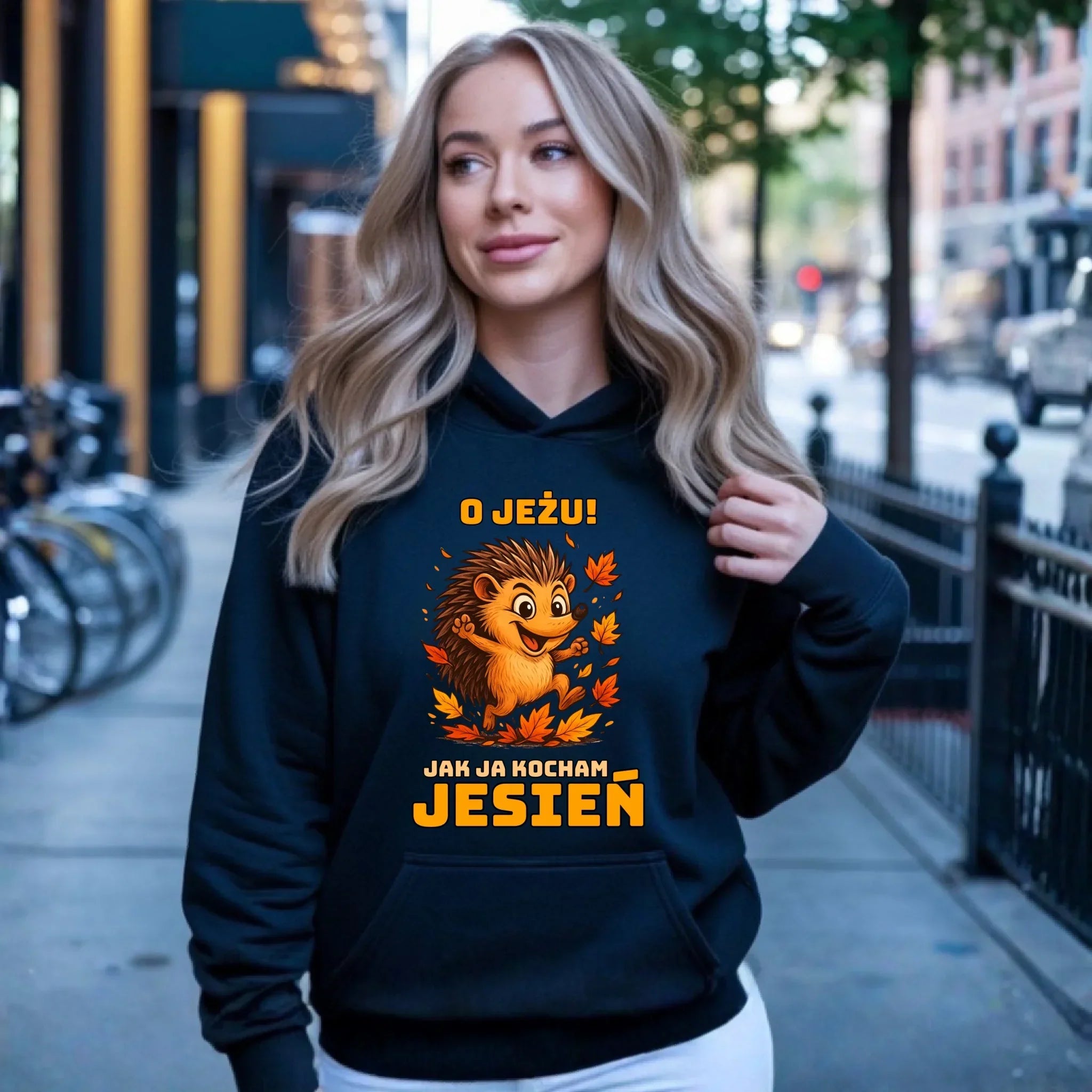Bluza damska z kapturem jesienna - O JEŻU! Jak ja kocham jesień JS31 - StoryCups.pl