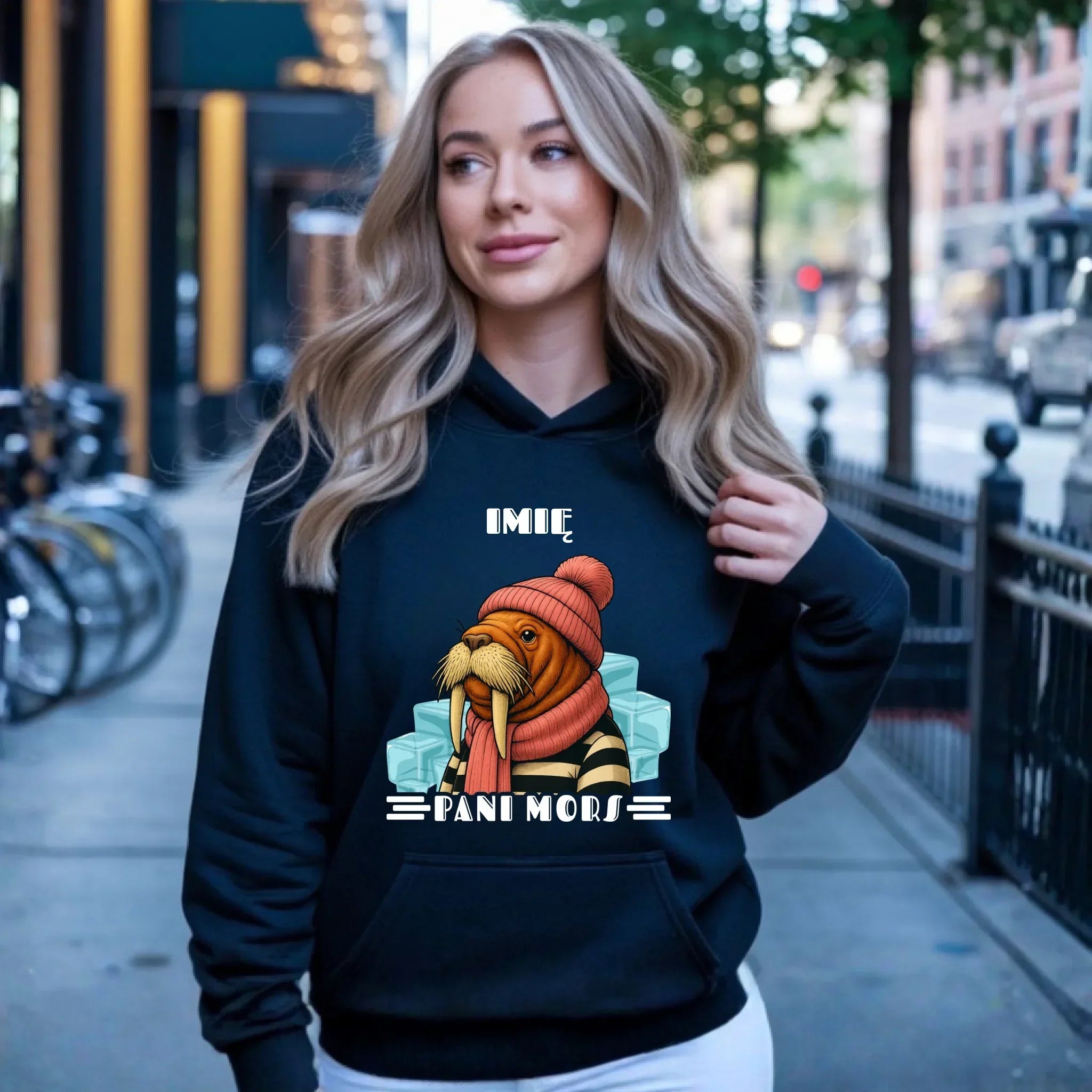 Bluza damska z kapturem - prezent dla morsa - Pani Mors - personalizowana HM16