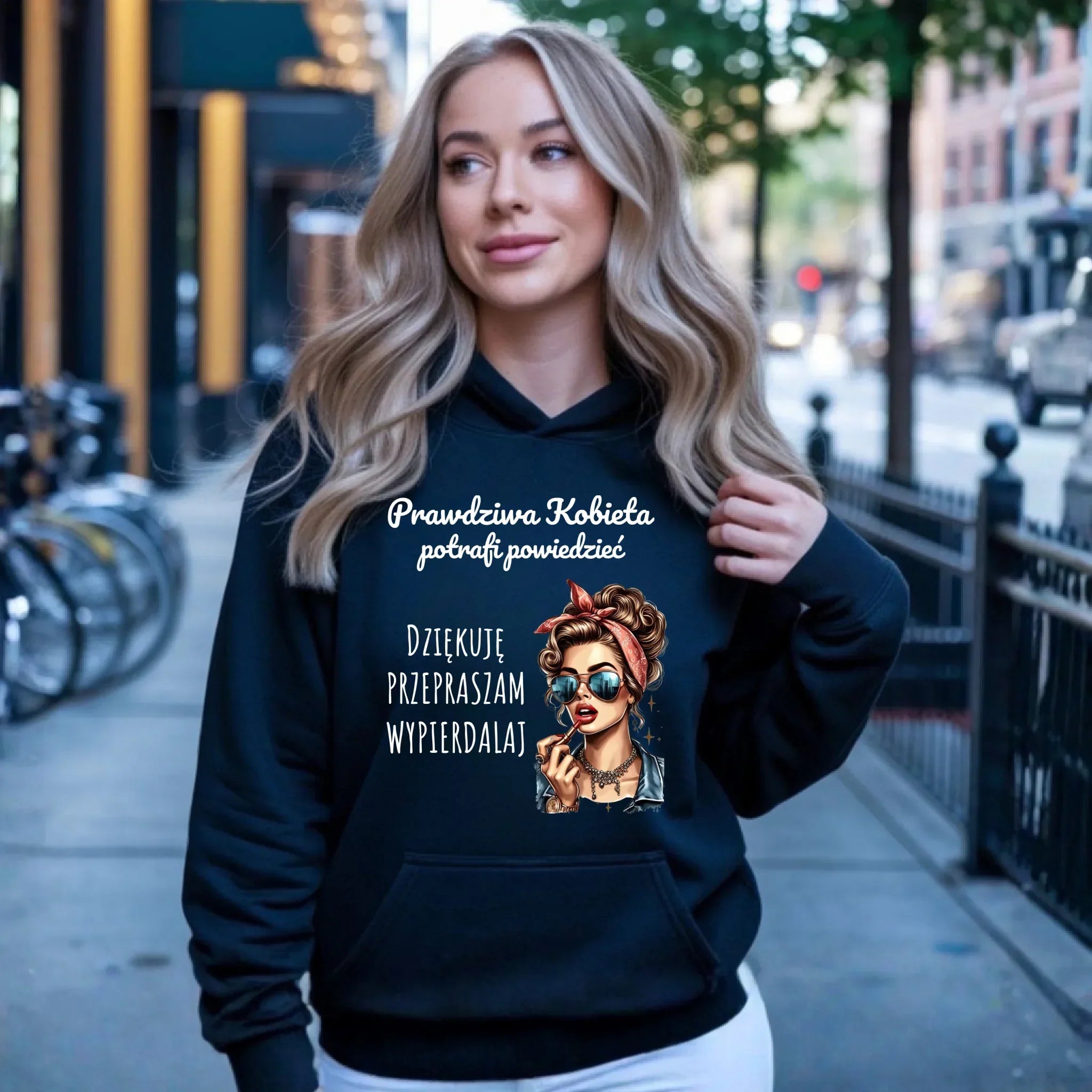 Bluza damska z kapturem - Prawdziwa kobieta - bez cenzury DZ15 - StoryCups.pl