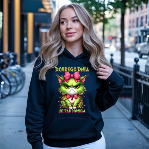 Bluza damska z kapturem świąteczna - prezent dla niej - Grinch dobrego dnia, że tak powiem BN153 - StoryCups.pl