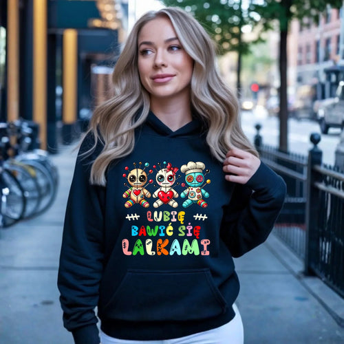 Bluza damska z kapturem - Voodoo Lubię bawić się lalkami W52 - StoryCups.pl